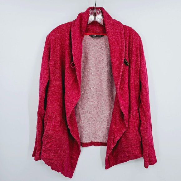 The North Face Fallsgrove Wrap Sweater Toggle Cardigan S Heathered Red Cotton - Picture 7 of 13